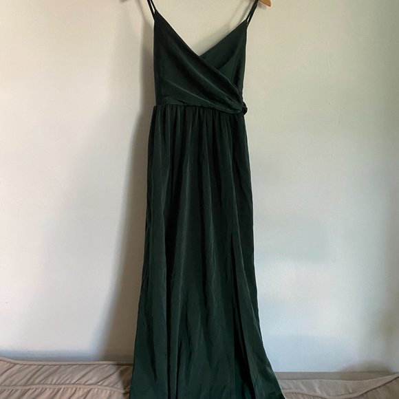 Showpo  Revolve Around Me Dress Satin Wrap in Emerald - Picture 3 of 5